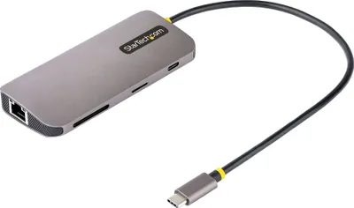 Produktbild von StarTech.com USB C Multiport Adapter, 4K 60Hz HDMI Anschluss, 5Gbit/s USB-A Hub, USB C auf HDMI,  100W PD, GbE, SD/MicroSD, 30cm Kabel, Reiseadapter, Thunderbolt 3 Dockingstation (115B-USBC-MULTIPORT)