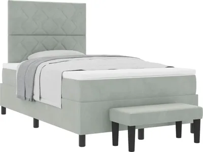 Immagine prodotto di Letto a molle con materasso grigio chiaro 120 x 190 cm in velluto
