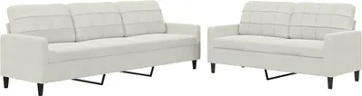 Image de vidaXL Ensemble de canapés 2 pièces avec coussins Crème Velours