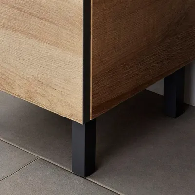 Produktbild von Badezimmer Hochschrank RECIFE-66 in Riviera Eiche quer Nb, mit grauer Kante - B/H/T: 30/195,5/33cm