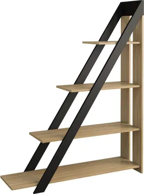 Produktbild von Regal Kastav 13, Farbe: Eiche / Schwarz - 153 x 120 x 36 cm (H x B x T)