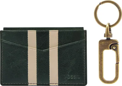 Produktbild von FOSSIL Kartenhalter Schlüsselanhänger Card Case Key Gift Set Spruce grün mehrfarbig