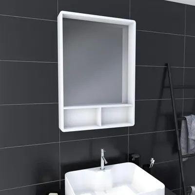 Productafbeelding van LAV477 Badkamerspiegel met Plank - Wit Gelakt Scandinavisch Ontwerp
