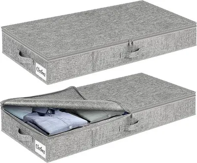 Obrázek produktu pro Úložná krabice pod postel s víkem, výška 12 cm, šedá barva