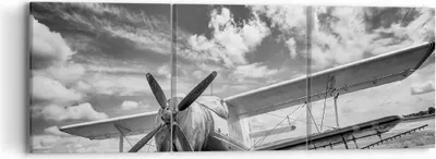 Produktbild von Bild auf Leinwand - Leinwandbild - 3 Teile - An-2 Flugzeug Schwarzweiß - 90x30cm - Wand Bild - Wanddeko - Wandbilder - Leinwanddruck - Bilder - Wanddekoration - Leinwand bilder - CA90x30-4228