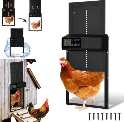 Immagine prodotto di Aopunly Porta per Polli, Porta Automatica per Polli, Porta per Pollai, Porta Automatica per Polli Porta Automatica per Polli in Alluminio con Impermeabile, Timer, Manuale