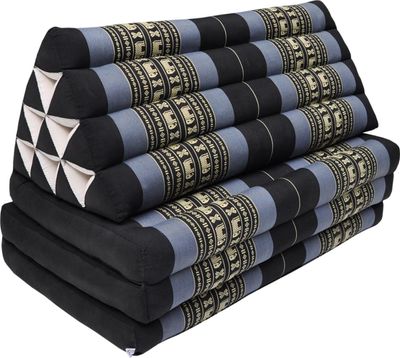 Thaikissen blau/grau schwarz mit Elefanten (81318)