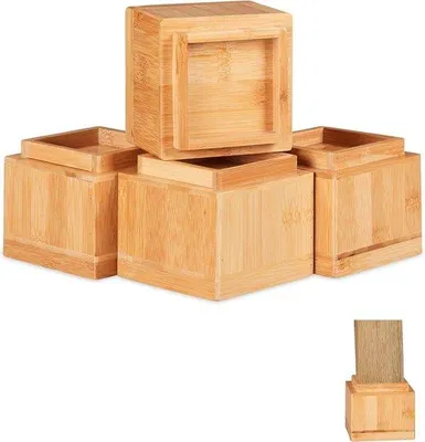 Productafbeelding van Famanu Meubelverhogers, set van 4 - Geschikt voor tafels, stoelen en meubels - Hoogte x Breedte x Diepte: ongeveer 10x11,5x11,5 cm - Natuurlijke kleur