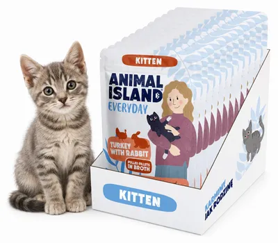 Produktbild von ANIMAL ISLAND Kitten indyk z królikiem 12x85g, KI-generiertes Bild