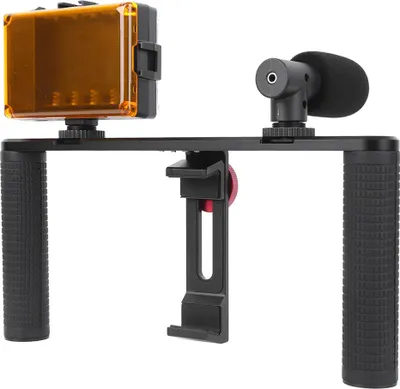 Image de Kit de support de téléphone portable à deux mains Stabilisateur pour la photographie, la vidéo, la transmission en direct, la lumière