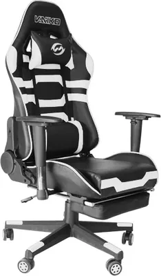 Produktbild von Bürostuhl Gaming Schreibtischstuhl Drehstuhl Race Chair Sportsitz + Beinauflage, schwarz/weiß