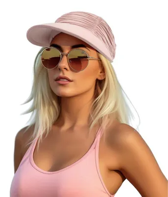 Immagine prodotto di Visiera da sole da donna, protezione UV, elastica, ampia tesa, traspirante, rosa, taglia unica