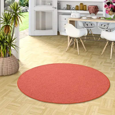 Produktbild von Feinschlingen Velour Teppich Strong Terrakotta Rund, Größe:160 cm Rund