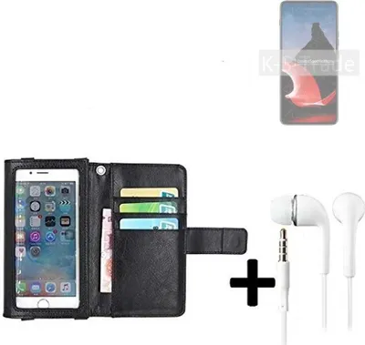Produktbild von K-S-Trade Handyhülle + Kopfhörer kompatibel mit Motorola ThinkPhone Schutzhülle Case mit Displayschutz / Schutzfolie schwarz + Kopfhörer Flip