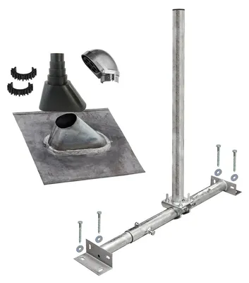 Produktbild von PremiumX X100-48F Dachsparrenmasthalter feuerverzinkt Blei-Ziegel Kappe Set