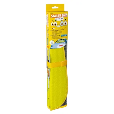 Image de Pare-soleil souriant pour pare-brise de voiture 147x68 cm double bulle