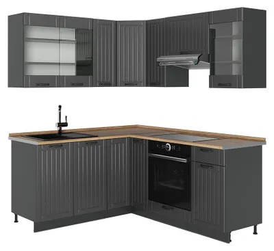 Obrázek produktu pro Rohová kuchyň Vicco Fame-Line Tmavě šedá/Antracit 190 x 160 cm, PD Dub, Model 57281