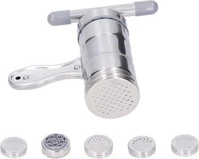 Produktbild von Famanu Nudelpressmaschine Multifunktional mit 5 Nudelformen für Fettuccine und Spaghetti