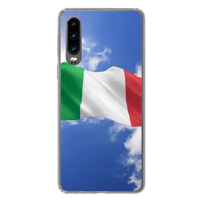 Produktbild von MuchoWow® Handyhülle Schutzhülle Hülle für Huawei P30 Die Flagge Italiens weht am Himmel Silikon Softcase Handy Hülle - Kartenbesitzer