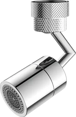 A chrome-plated bidet extension with a swivel joint, shown against a white background.