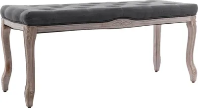 Image de The Living Store Banc en lin massif 110x38x48 cm gris foncé