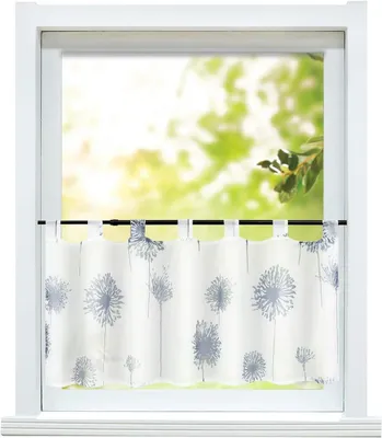 Produktbild von Transparente Vorhänge - Modern - Bistrovorhang mit Schlaufen - Küchenvorhänge - Transparente Vorhänge mit Gänseblümchenmuster - Kurze Vorhänge - Voile - 1 Stück