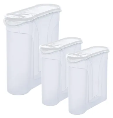 Produktbild von Novaliv Schüttdosen 3er SPARSET Vorratsdosen zum Streuen 4l + 2,4l + 2,4l Dosen mit Deckel für Müsli Mehl Zucker Dosen Küchen Organizer Food Box Meal-Prep-Boxen Aufbewahrungsdosen für die Küche