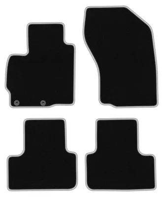 Produktbild von Velours-Fußmatten für Peugeot 4008 2012-2017 (Crossover) – 4-tlg, Schwarz/Silber, passgenau – Wielganizator CARLUX