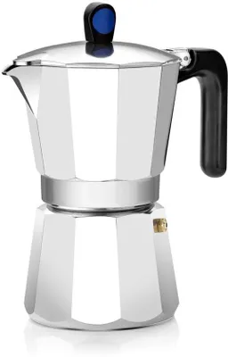 Productafbeelding van espressomachine voor inductieplaten, aluminium, zilver 9 kopjes