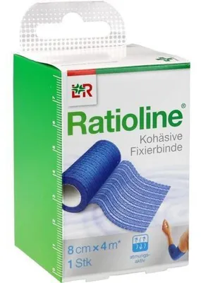 Obrázok produktu pre RATIOLINE akútny fixačný obväz kohézny 8 cmx4 m modrý