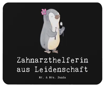 Produktbild von Mr. & Mrs. Panda Mousepad Zahnarzthelferin Leidenschaft - Schwarz - Geschenk, Mauspad, laptop, Mouse Pad, pc mausunterlage