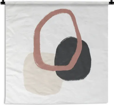 Produktbild von MuchoWow® Wandteppich Wandbehang Pastell - Minimalismus - Geometrische Formen 150x150 cm Tapisserie Dekoration Wandtuch - Wohnaccessoires - Modernes