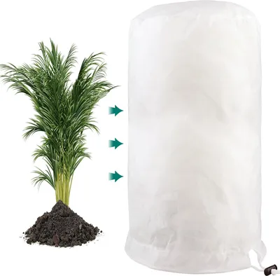 Produktbild von Winterschutz für Pflanzen 80x100cm, Winterschutz für Kübelpflanzen Frostschutz, Pflanzenabdeckung mit Zugband für Balkonpflanzen-Weiß, 1 Stück