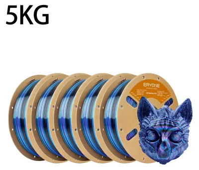 Produktbild von PLA 3D Drucker Filament - Silk Tri Color Rainbow - 1,75 mm - ±0,03 mm Toleranz - 1 kg Spule - Dreifarbig Schwarz Blau Lila