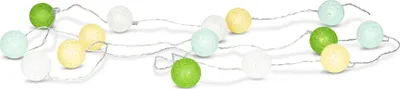 Produktbild von 15er Lichterkette Ø4cm LED Kugeln Girlande Lampions Baumwolle Grün Deko