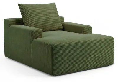 Image de MENZZO Fauteuil lounge style méridienne Rodin Velours côtelé Vert