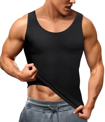 Image de T-shirt sans manches ajusté pour hommes - Noir - Tailles XL-2XL