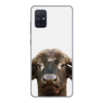 Produktbild von MuchoWow® Handyhülle Schutzhülle Hülle für Samsung Galaxy A71 Büffel - Wasserbüffel - Kopf - Kuh - Hörner - Jungen - Mädchen Silikon Softcase Handy Hülle - Kartenbesitzer