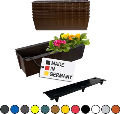 Image de BURI 6 inserts de jardinières pour palettes Euro avec tapis d'arrosage | 37,3cm brun | Jardinière pour palette Euro | Balconnière | Pot de fleurs | en plastique solide |  Germany