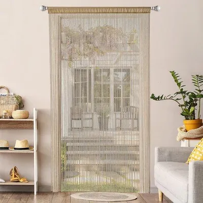 Immagine prodotto di Ibenzoa® Tenda divisoria Fadenvorhang, 90 x 245 cm, marrone – elegante divisorio per porte e ambienti, ideale per balconi, finestre e armadi