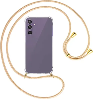 Produktbild von Handykette Backcover-Schutzhülle mit Band (Metall goldfarben) für Samsung Galaxy A25 5G - Goldkordel