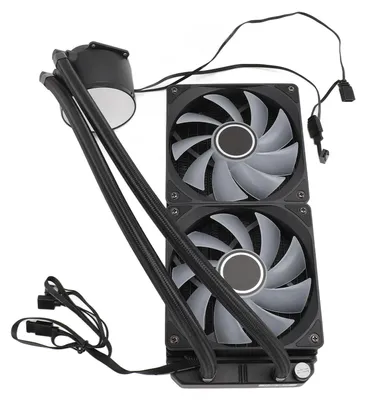 Image de Refroidisseur de processeur 240 mm avec deux ventilateurs PWM 120 mm, synchronisation ARGB, réglable, compatible LGA2066, 2011, V3, 2011, 115X, 1700, alimentation 12 V CC
