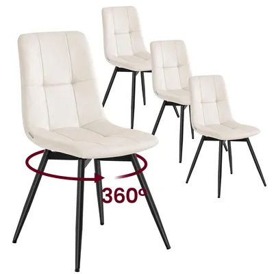 Produktbild von VASAGLE Drehbare Esszimmerstühle 4er Set, Ergonomische Polsterstühle aus Samt, 43 x 52 x 83 cm, Beige, KI-generiertes Bild