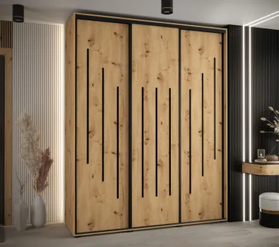 Obrázek produktu pro Šatní skříň ASIRI 8 - 190/60 cm, dub artisan / černá