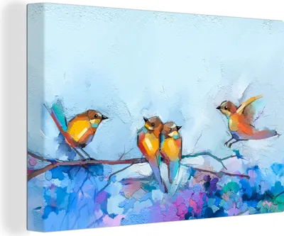 Obrázek produktu pro OneMillionCanvasses® Malba na plátně Nástěnná malba na plátně - Malba - Olejové barvy - Pták - Větev - 150x100cm
