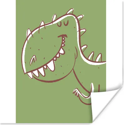 Produktbild von MuchoWow® Poster Dinosaurier - Tiere - Grün - Zeichnung - Kinder - Kinder 100x100 cm - Babyzimmer