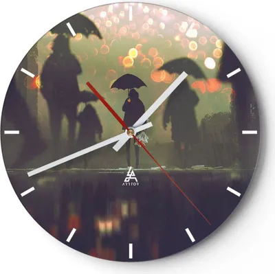 Produktbild von Wanduhr - Rund - Glasuhr - Straße Regen Wasser - 30x30cm - Schleichendes Uhrwerk - Lautlos - zum Aufhängen bereit - Dekoration Modern - Wanddekoration aus Glas - C3AR30x30-3885