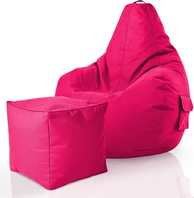 Produktbild von Green Bean® 2er Set Sitzsack + Hocker "Cozy+Cube" - mit EPS Perlen Füllung - robust waschbar schmutzabweisend - Pink