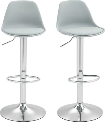 Produktbild von 2er-Set Barhocker, Barstühle, Drehstühle mit Lehne, höhenverstellbar, bis 120 kg belastbar, 42 x 38 x 82-104 cm, Grau