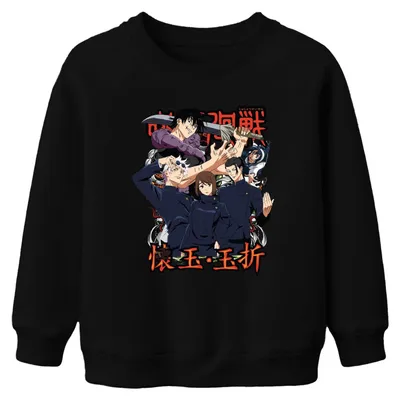 Produktbild von Jujutsu Kaisen Anime Manga Fluchmagie Sukuna Gojo Kinder Sweatshirt Pullover, Schwarz, 128